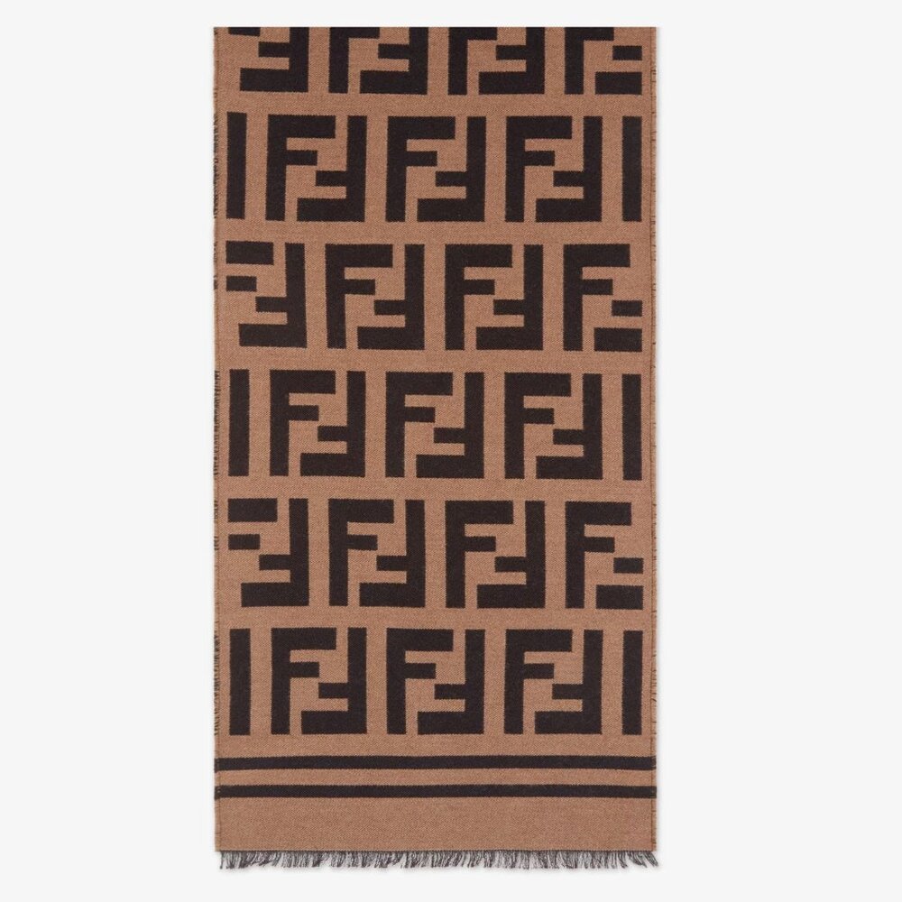 Fendi Brown Wool/Silk Scarf